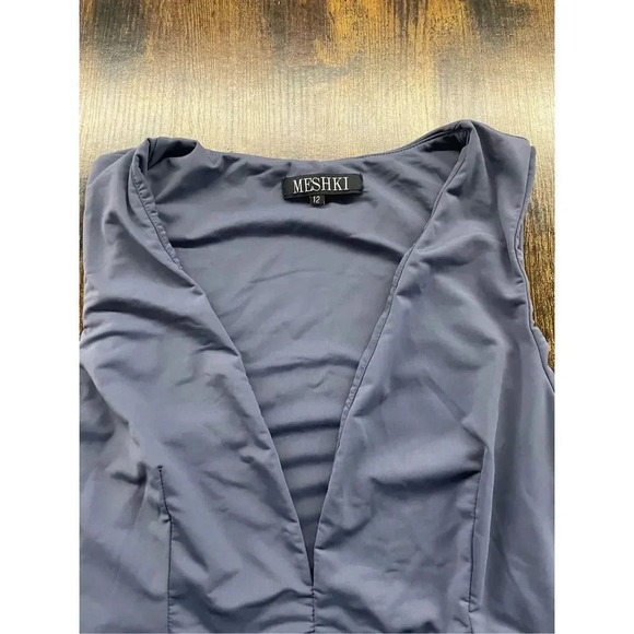 Meshki blue deep V midi dress Size 12 - Picture 2 of 11